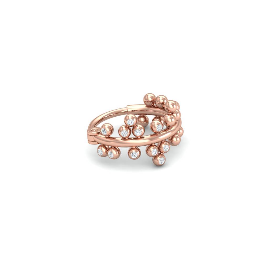 KuberBox 18K Rose Gold Bubbles Diamond Nose Ring