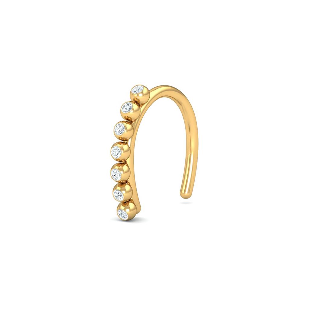 KuberBox 18K Yellow Gold Mugdha Diamond Nose Hook