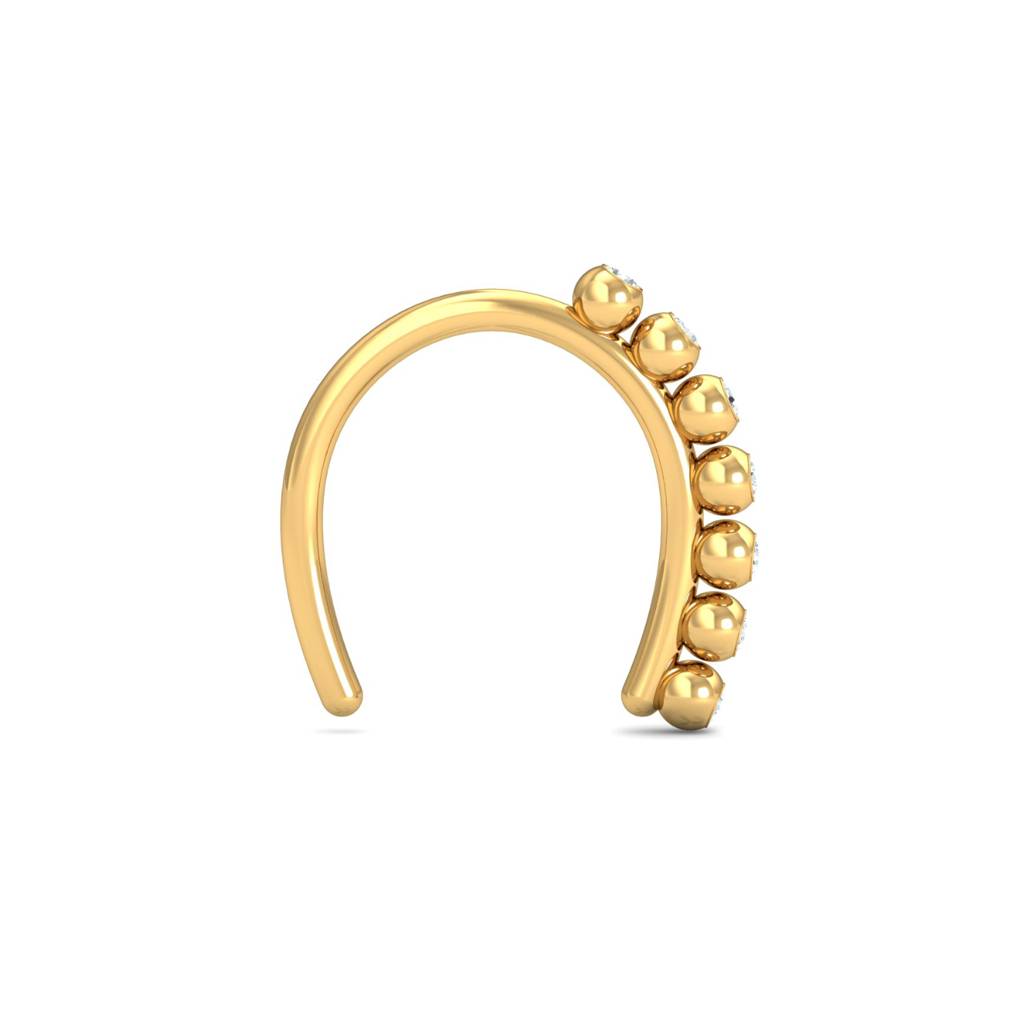 KuberBox 18K Yellow Gold Mugdha Diamond Nose Hook
