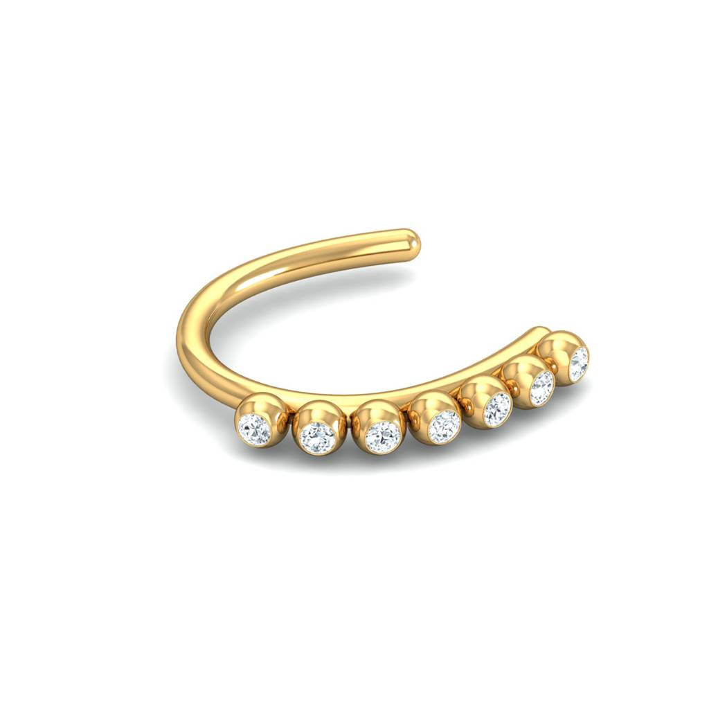 KuberBox 18K Yellow Gold Mugdha Diamond Nose Hook
