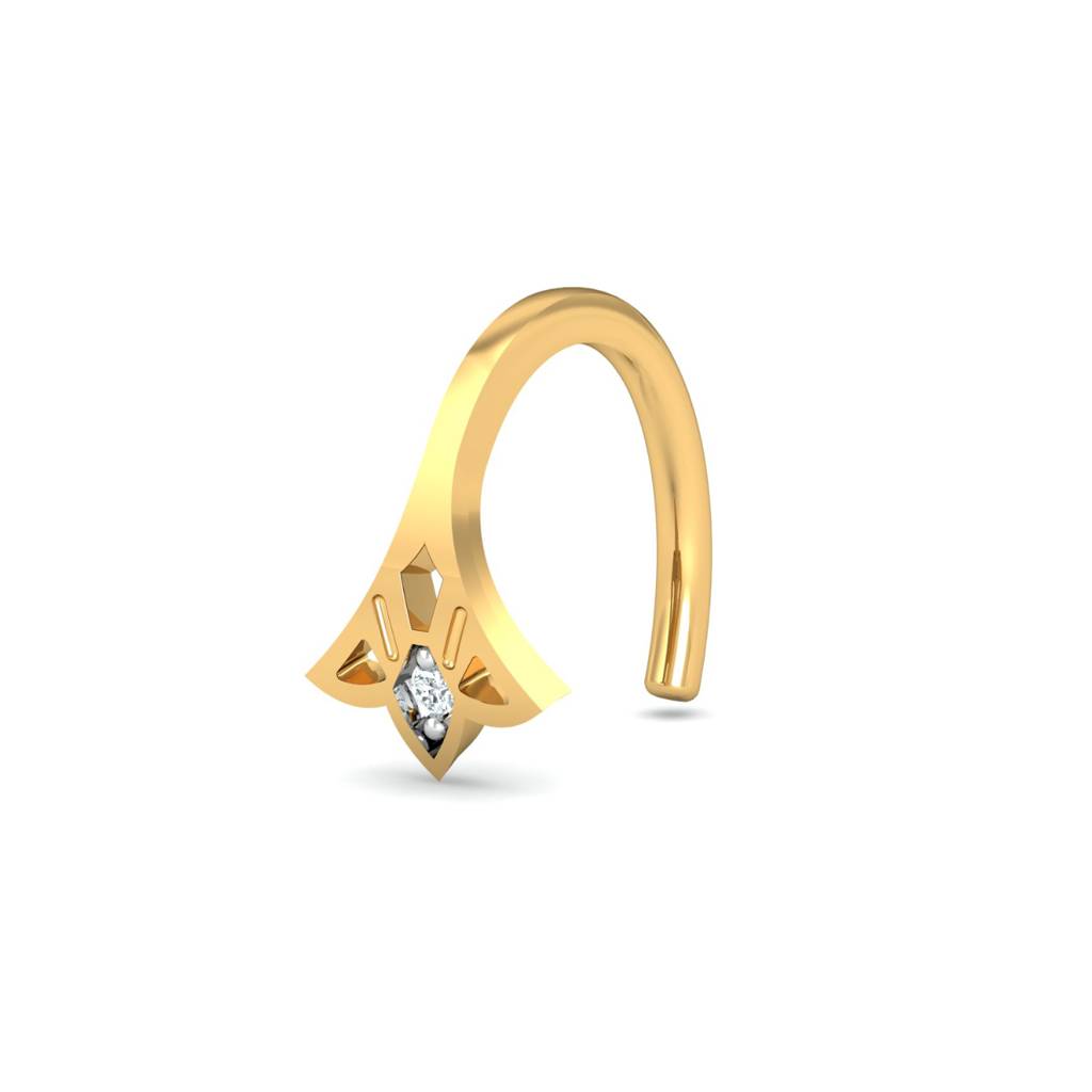 KuberBox 18K Yellow Gold Ahnika Diamond Nose Hook