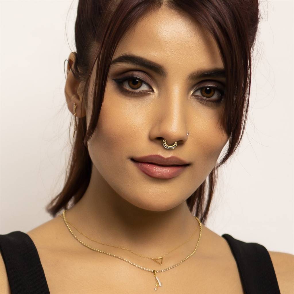 KuberBox 18K Yellow Gold Vistra Diamond Septum Ring