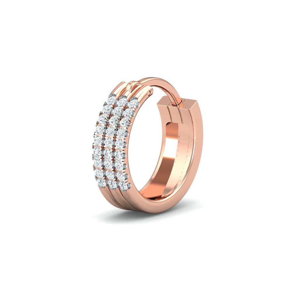 KuberBox 18K Rose Gold Lata Diamond Nose Ring