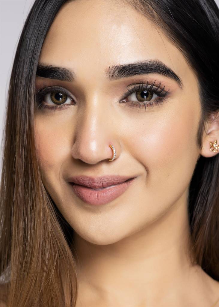 KuberBox 18K Yellow Gold Classic 0.09 Carat Nose Ring
