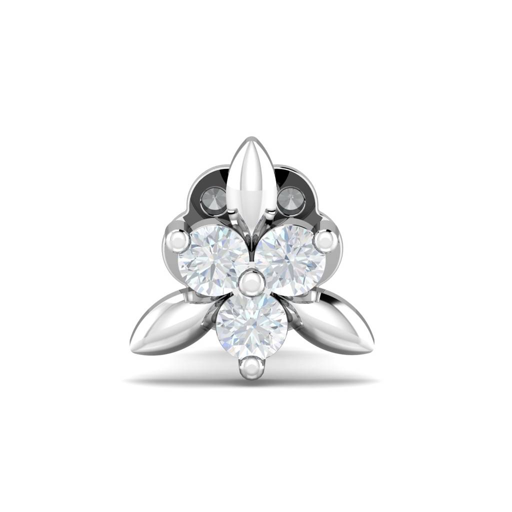 KuberBox 18K White Gold Triangular 0.03 Carat Nose Stud