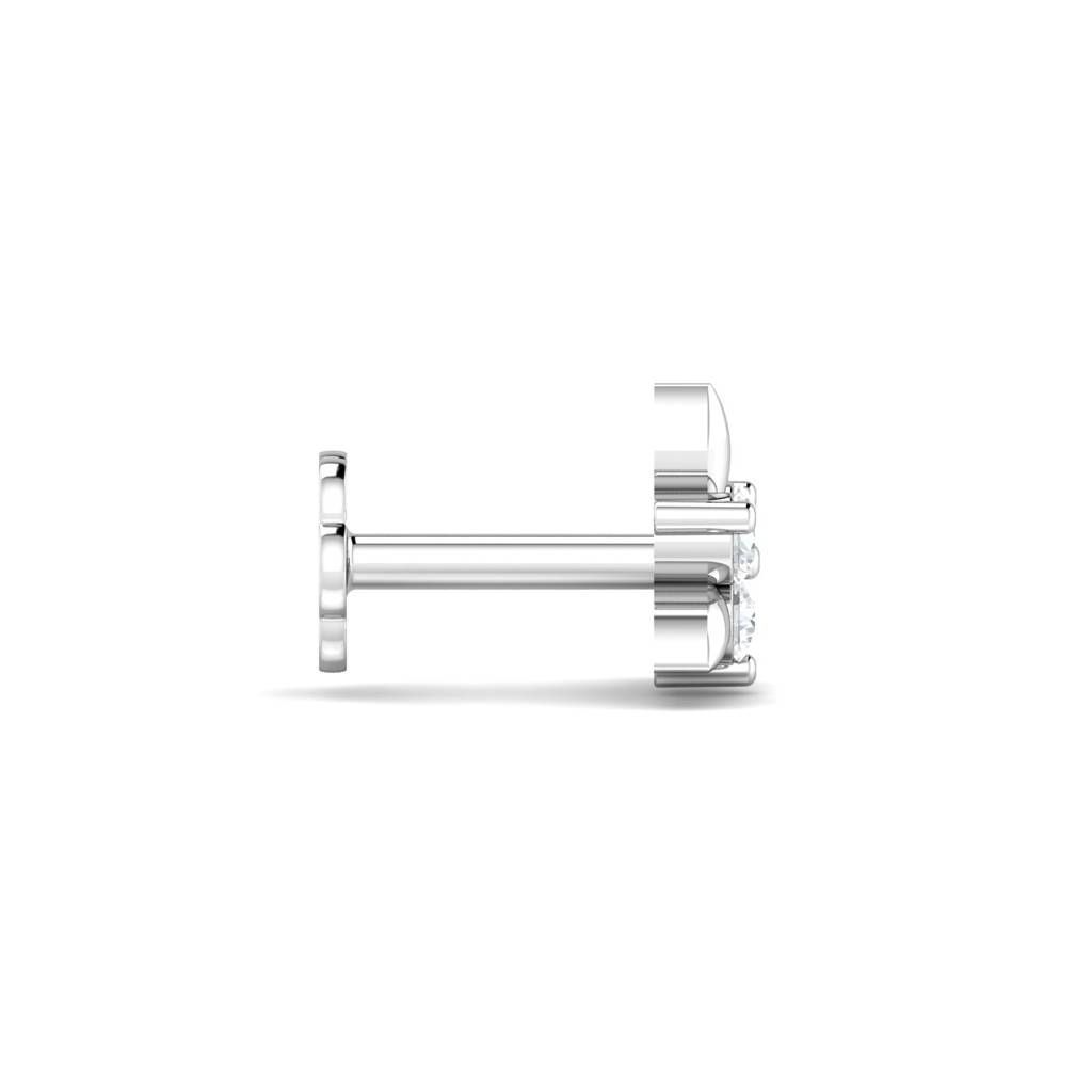 KuberBox 18K White Gold Triangular 0.03 Carat Nose Stud