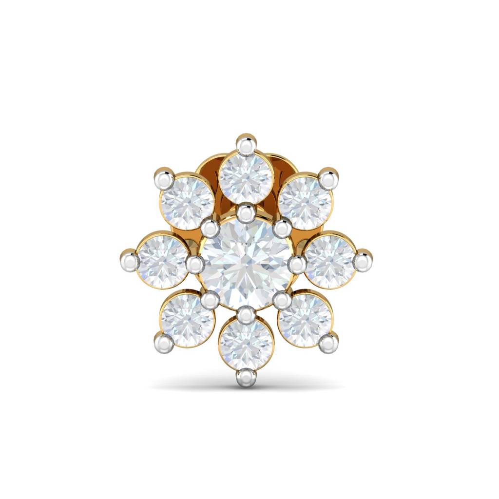 KuberBox 18K Yellow Gold Suru 0.14 Carat Nose Stud