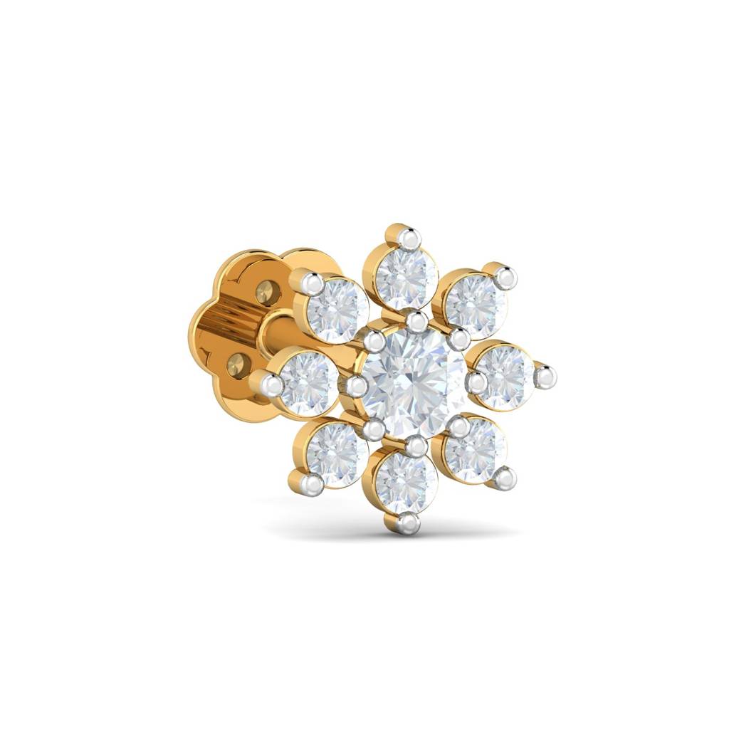 KuberBox 18K Yellow Gold Suru 0.14 Carat Nose Stud