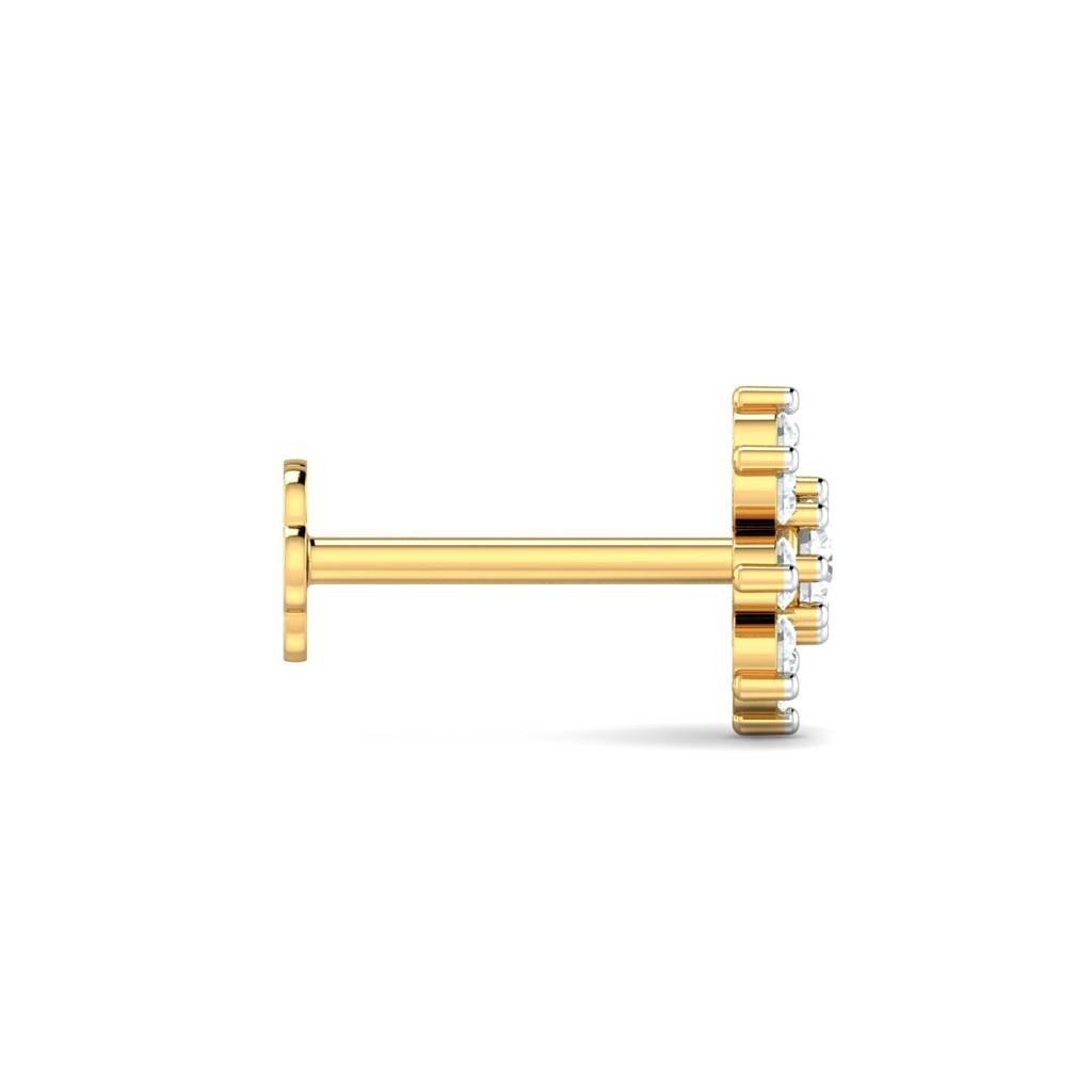 KuberBox 18K Yellow Gold Suru 0.14 Carat Nose Stud