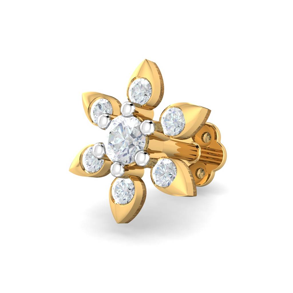 KuberBox 18K White Gold Vandana 0.10 Carat Nose Stud