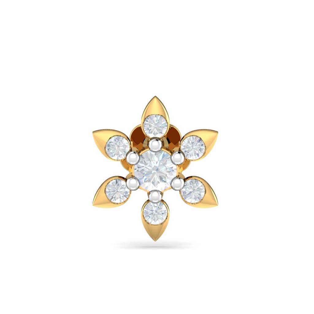 KuberBox 18K White Gold Vandana 0.10 Carat Nose Stud