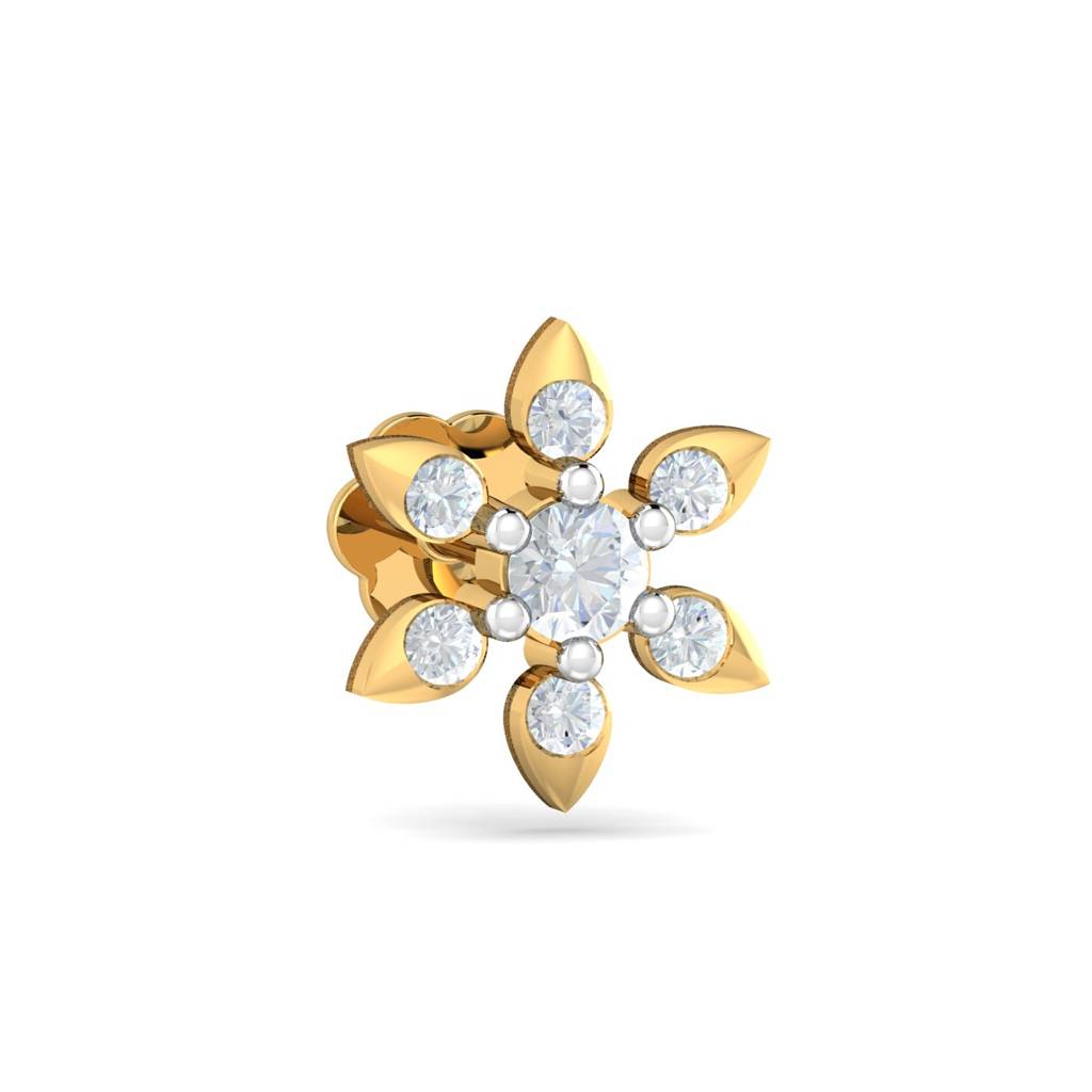 KuberBox 18K White Gold Vandana 0.10 Carat Nose Stud
