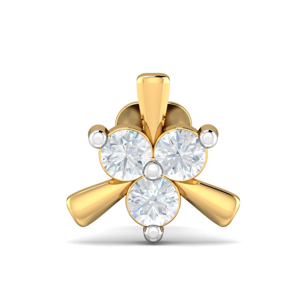 KuberBox 18K Yellow Gold Dainty 0.07 Carat Nose Stud