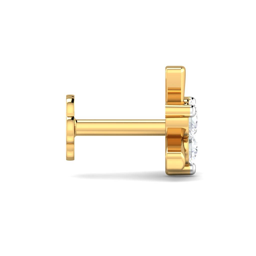 KuberBox 18K Yellow Gold Dainty 0.07 Carat Nose Stud