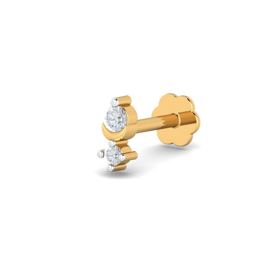 KuberBox 18K Yellow Gold Druva 0.04 Carat Nose Stud