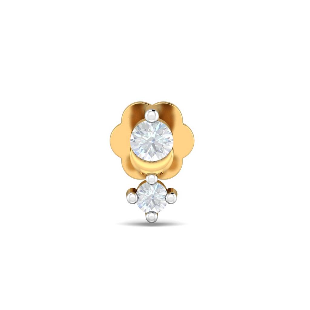 KuberBox 18K Yellow Gold Druva 0.04 Carat Nose Stud