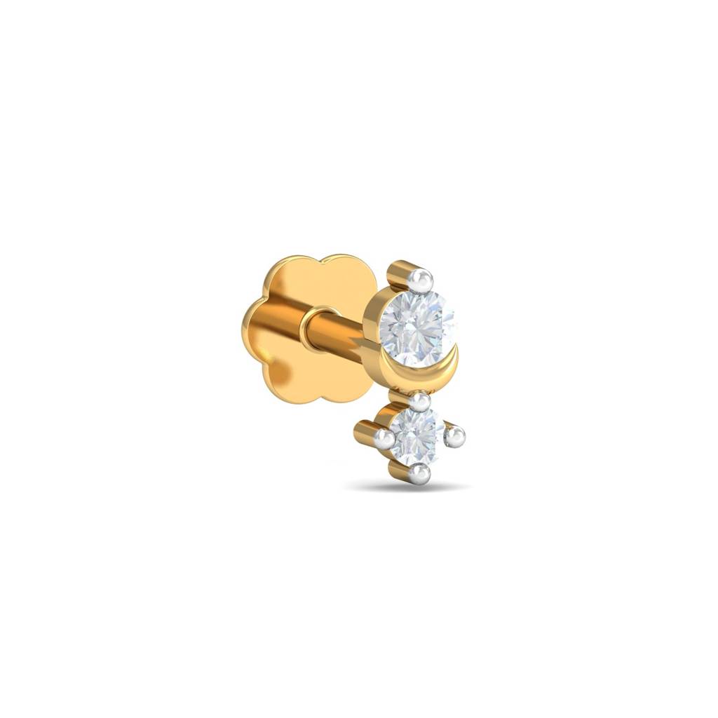 KuberBox 18K Yellow Gold Druva 0.04 Carat Nose Stud