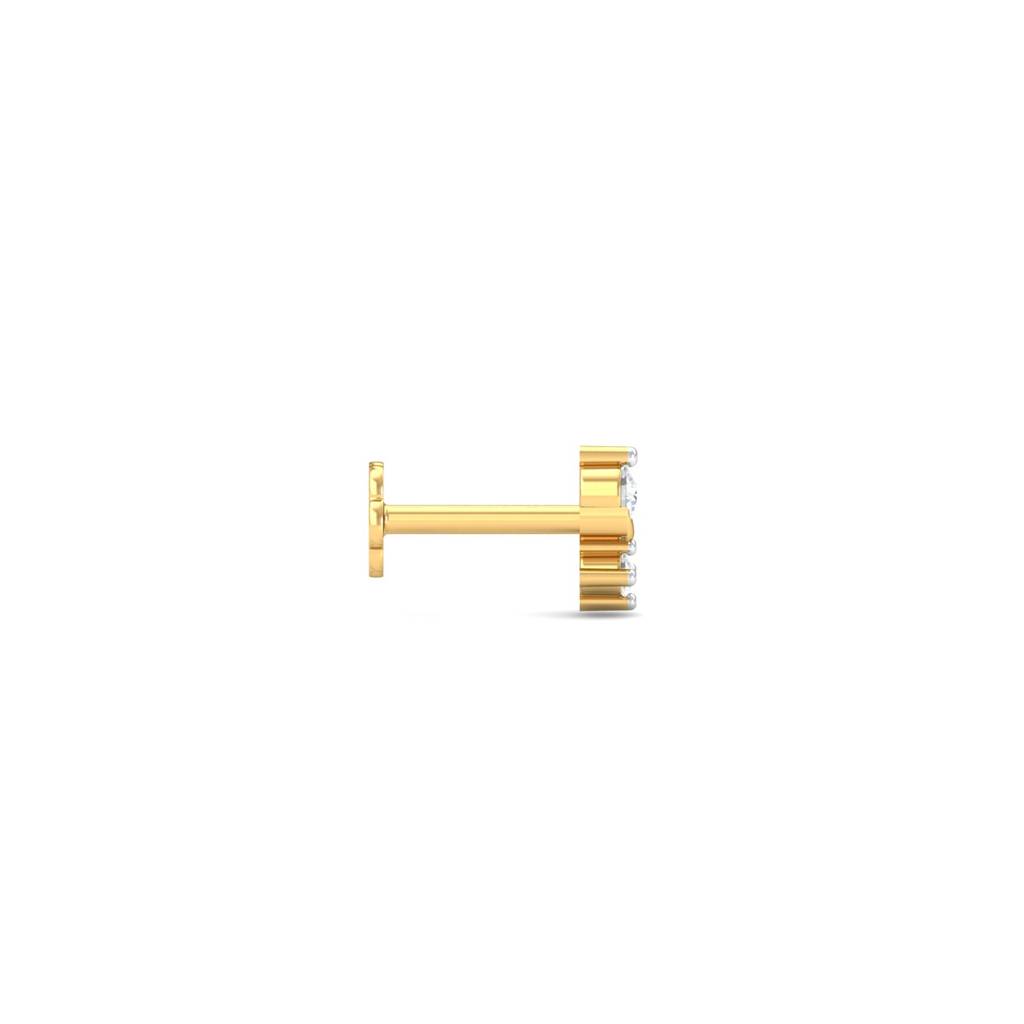 KuberBox 18K Yellow Gold Druva 0.04 Carat Nose Stud
