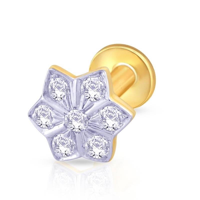KuberBox 18K Yellow Gold Sampurnna 0.11 Carat Nose Stud