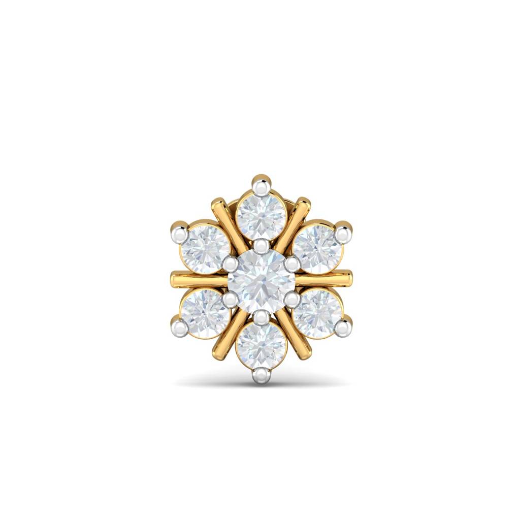 KuberBox 18K Yellow Gold Agni 0.11 Carat Nose Stud