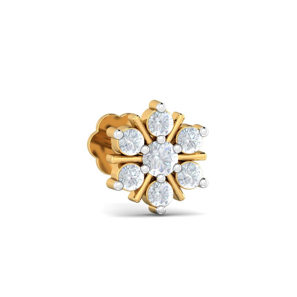 KuberBox 18K Yellow Gold Agni 0.11 Carat Nose Stud