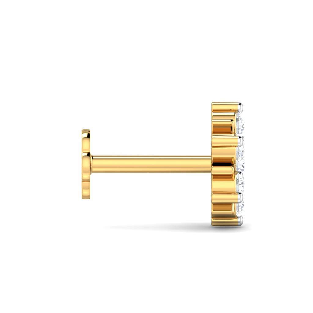 KuberBox 18K Yellow Gold Agni 0.11 Carat Nose Stud