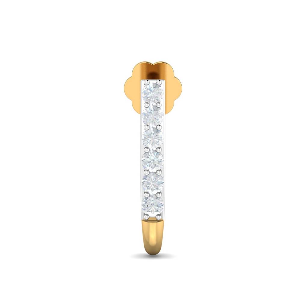 KuberBox 18K Yellow Gold Sassy J Ring 0.05 Carat Nose Stud