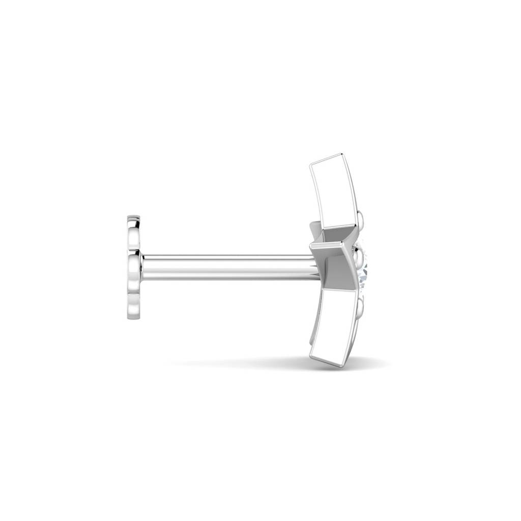 KuberBox 18K White Gold Star 0.06 Carat Nose Stud