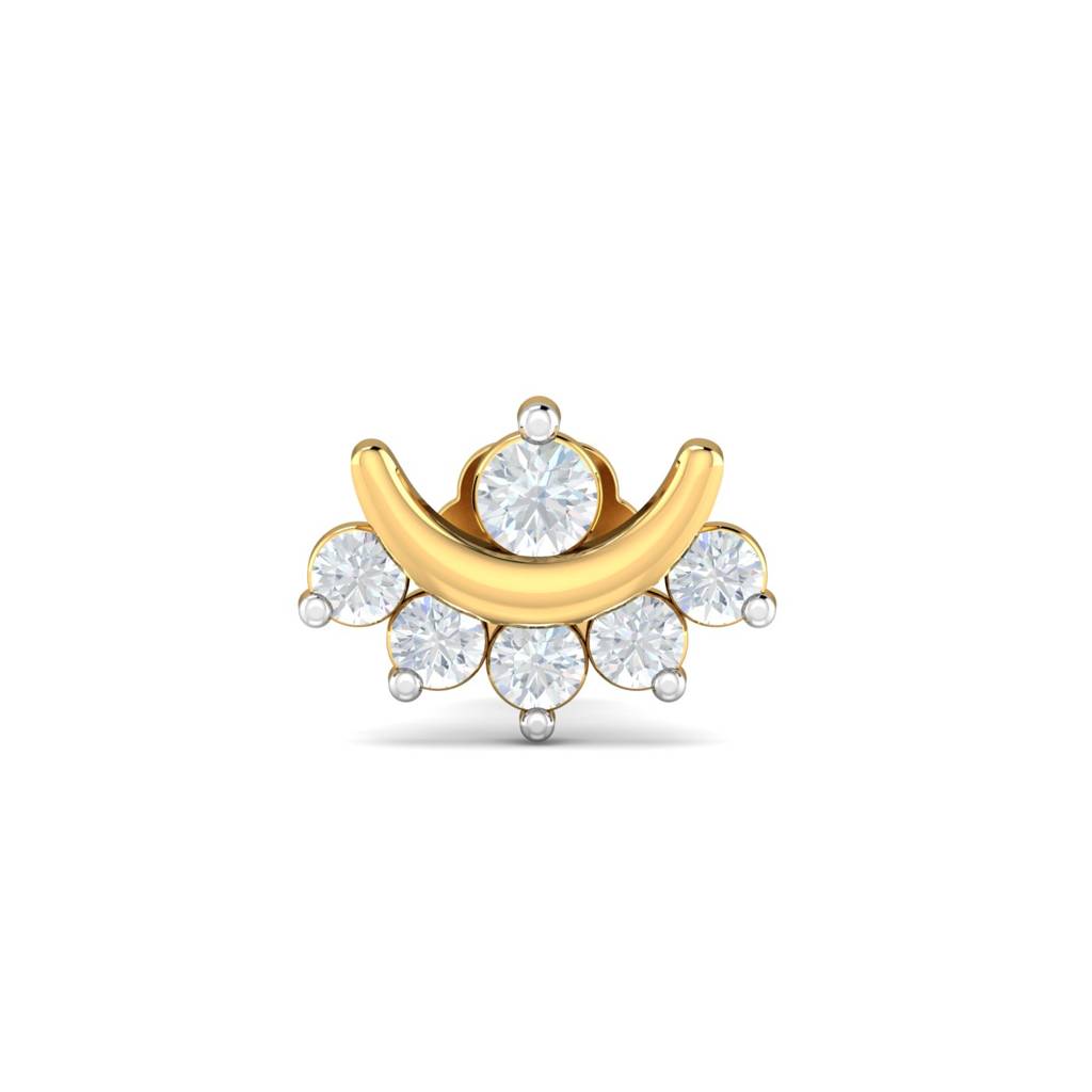 KuberBox 18K Yellow Gold Chandrabindu 0.11 Carat Nose Stud