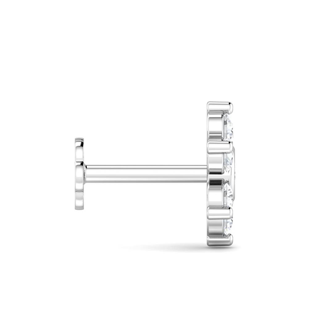 KuberBox 18K Yellow Gold Bezel Love 0.11 Carat Nose Stud