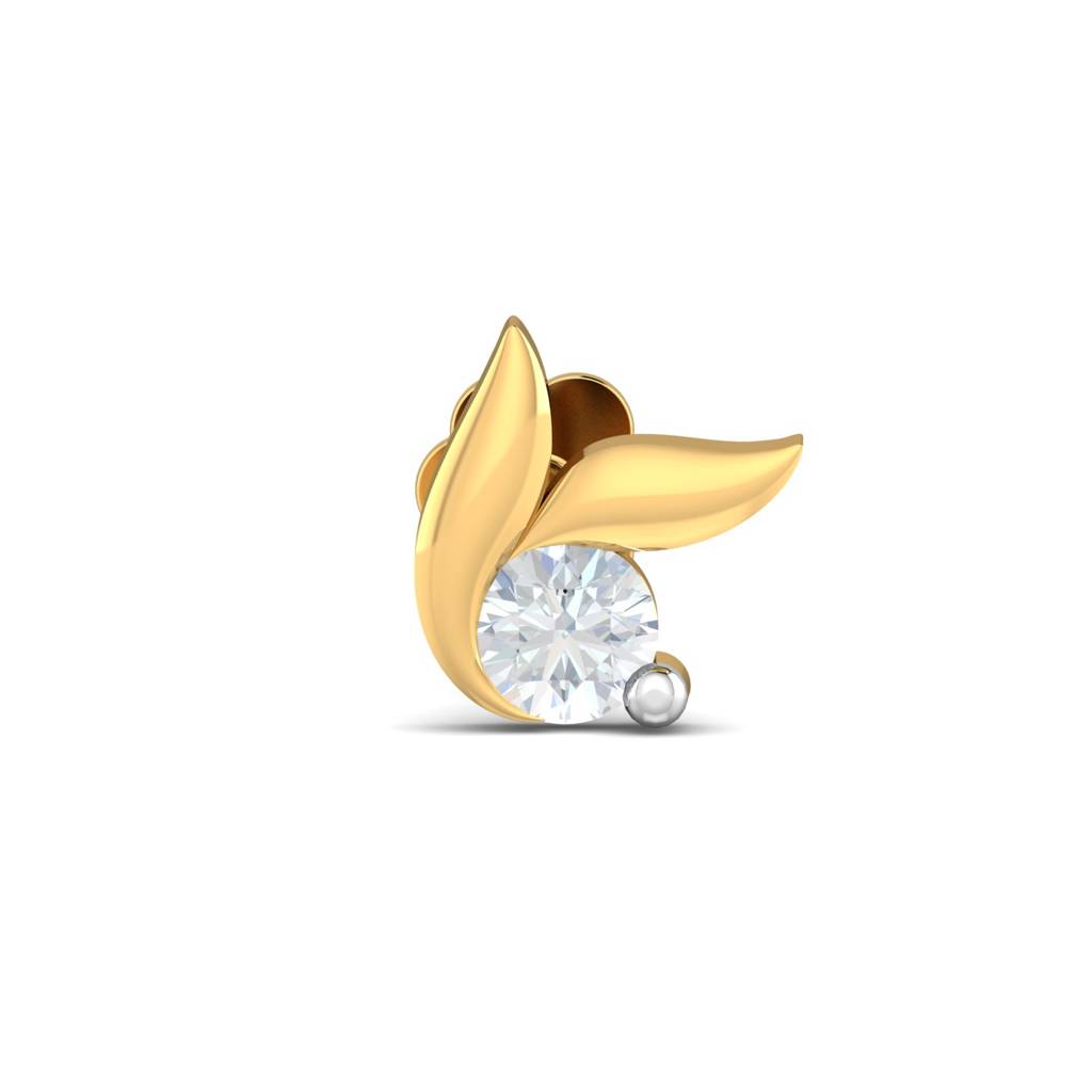 KuberBox 18K Yellow Gold Ekta 0.07 Carat Nose Stud