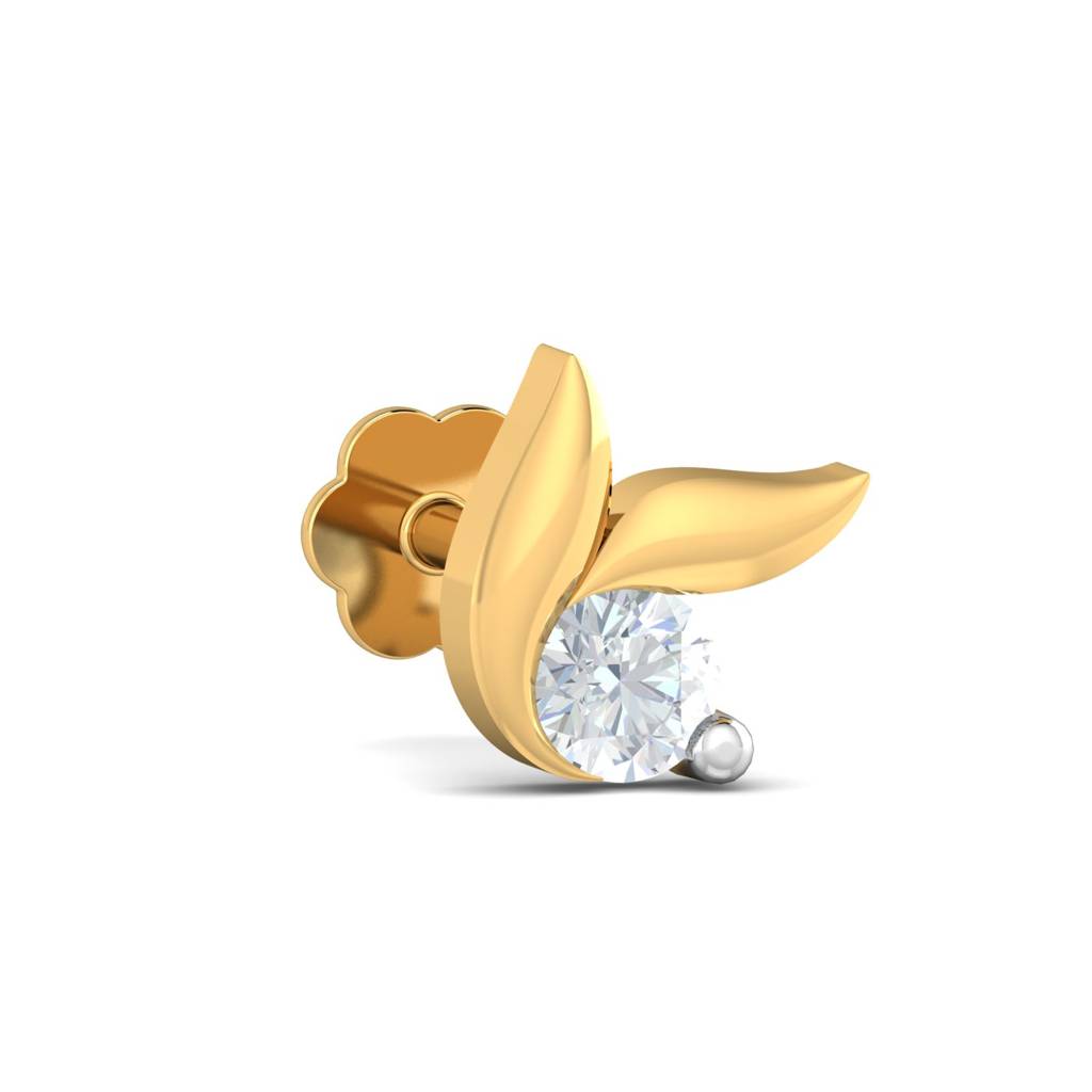 KuberBox 18K Yellow Gold Ekta 0.07 Carat Nose Stud