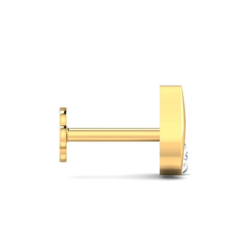 KuberBox 18K Yellow Gold Ekta 0.07 Carat Nose Stud