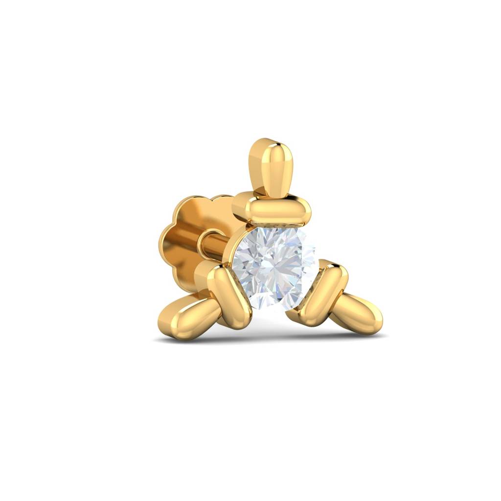 KuberBox 18K White Gold Triangular 0.11 Carat Nose Stud