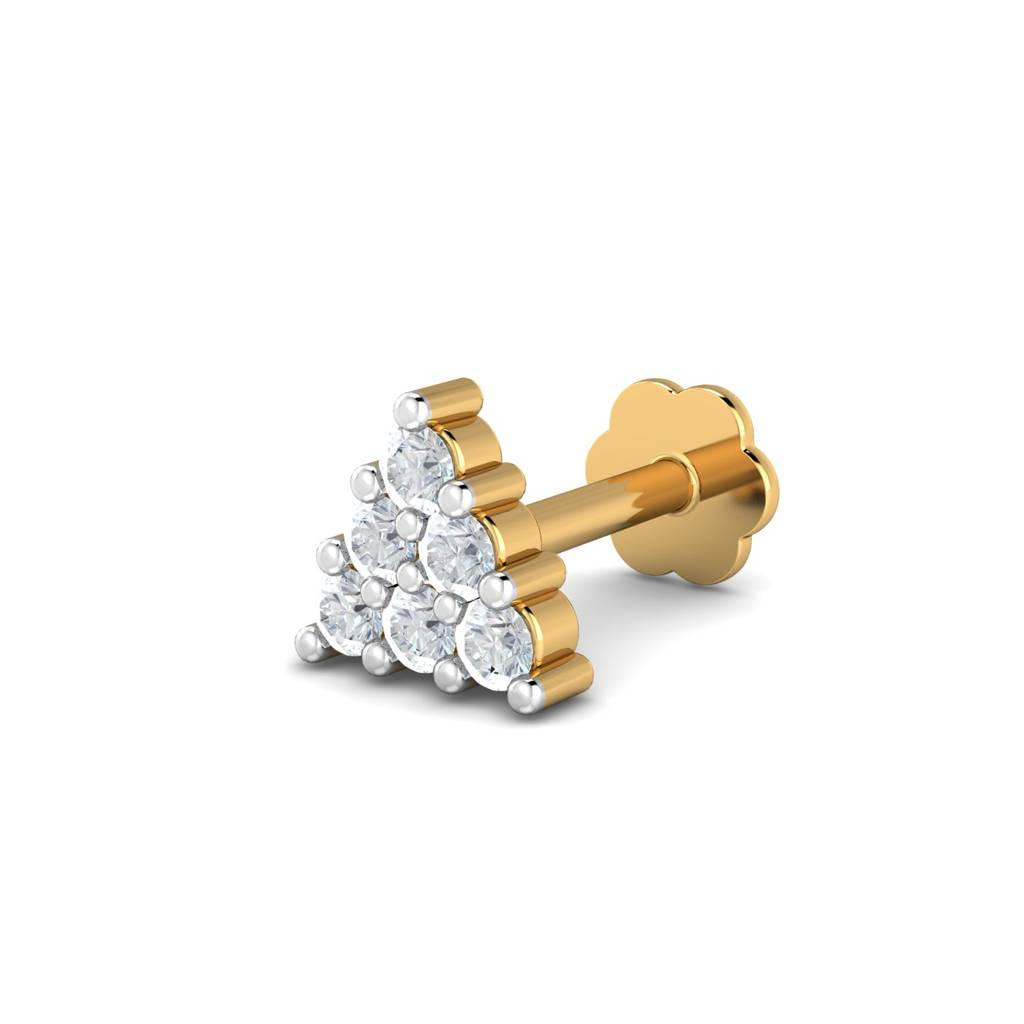 KuberBox 18K Yellow Gold Trikon 0.07 Carat Nose Stud