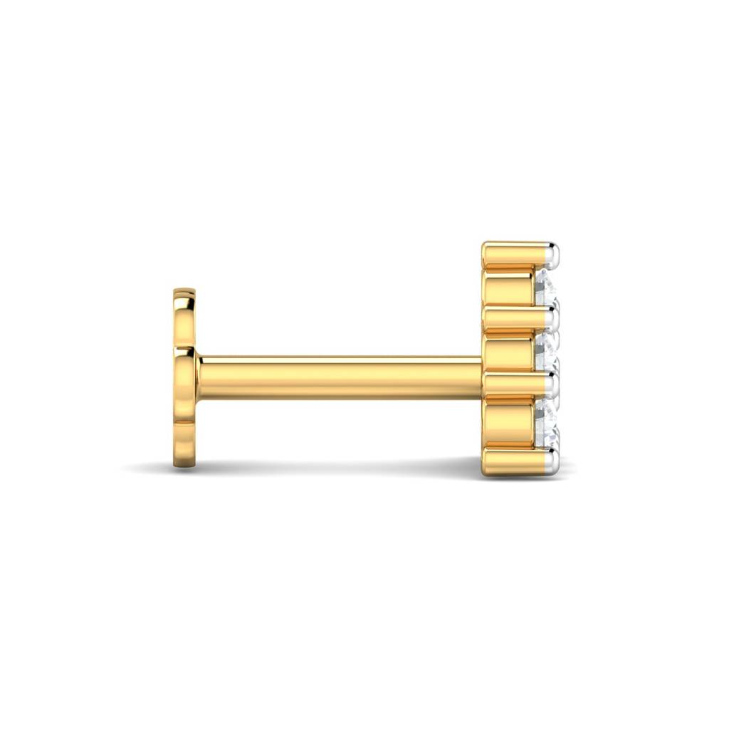 KuberBox 18K Yellow Gold Trikon 0.07 Carat Nose Stud