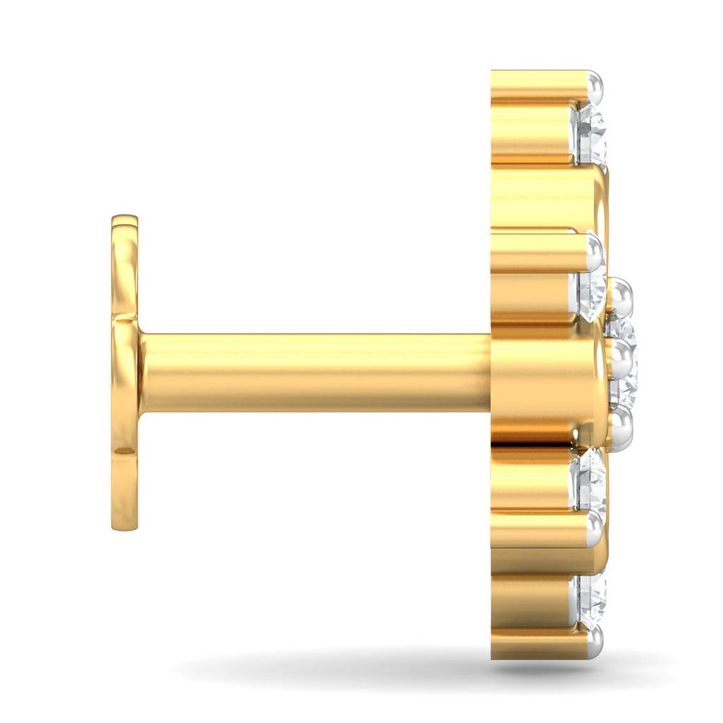 KuberBox 18K Yellow Gold Samriddhi Nose Stud