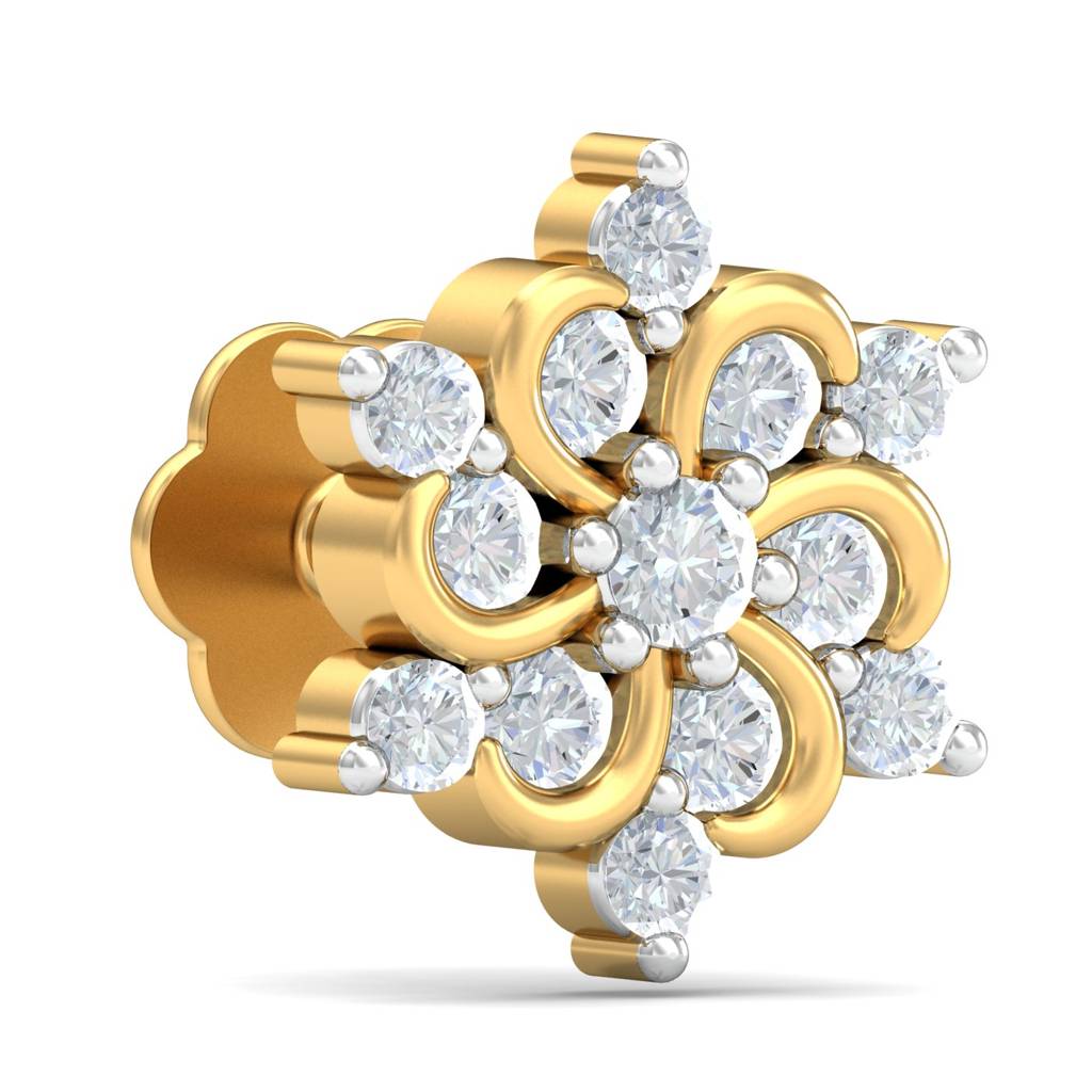 KuberBox 18K Yellow Gold Samriddhi Nose Stud