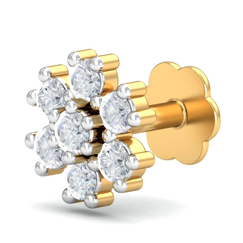 KuberBox 18K Yellow Gold Saakya Nose Stud