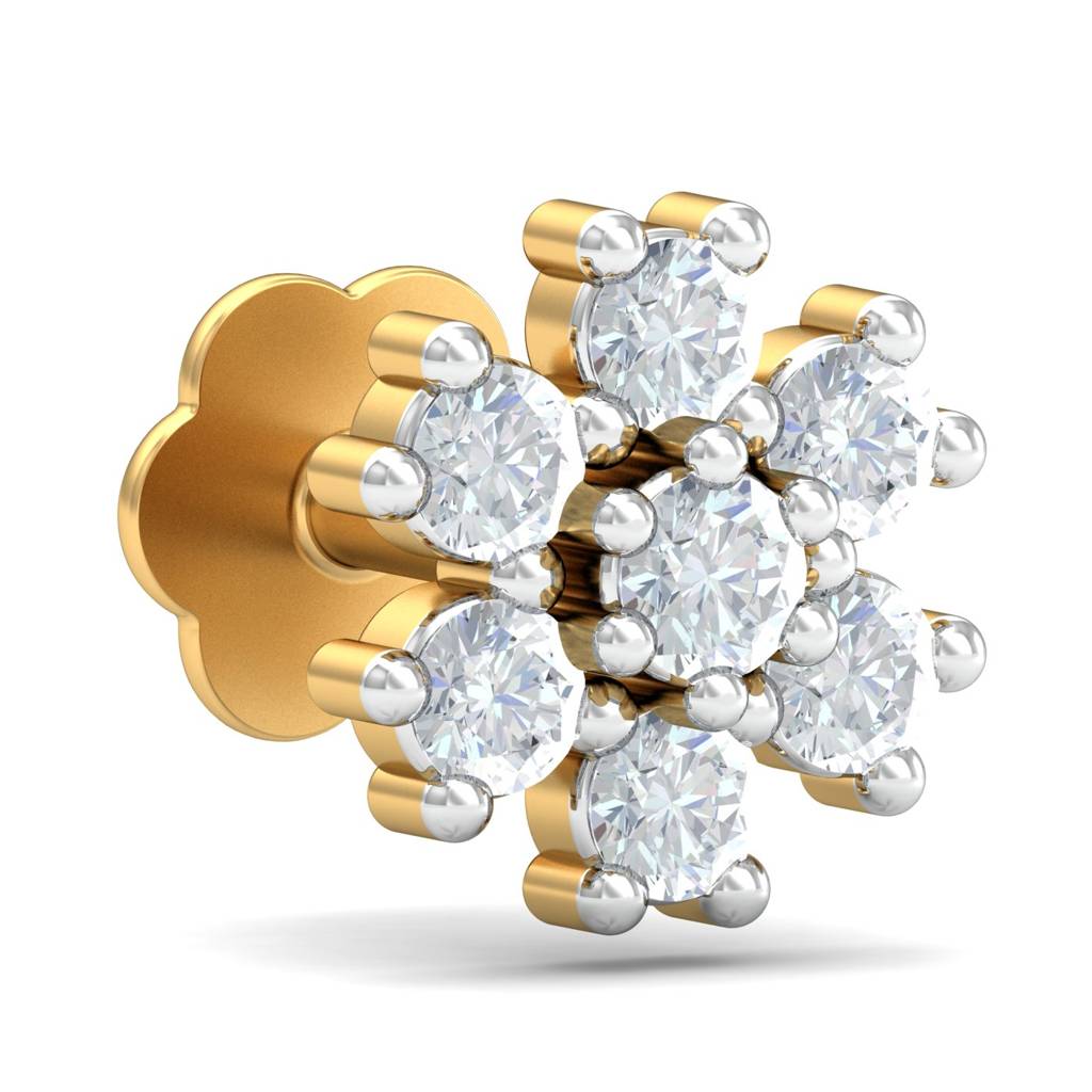 KuberBox 18K Yellow Gold Saakya Nose Stud