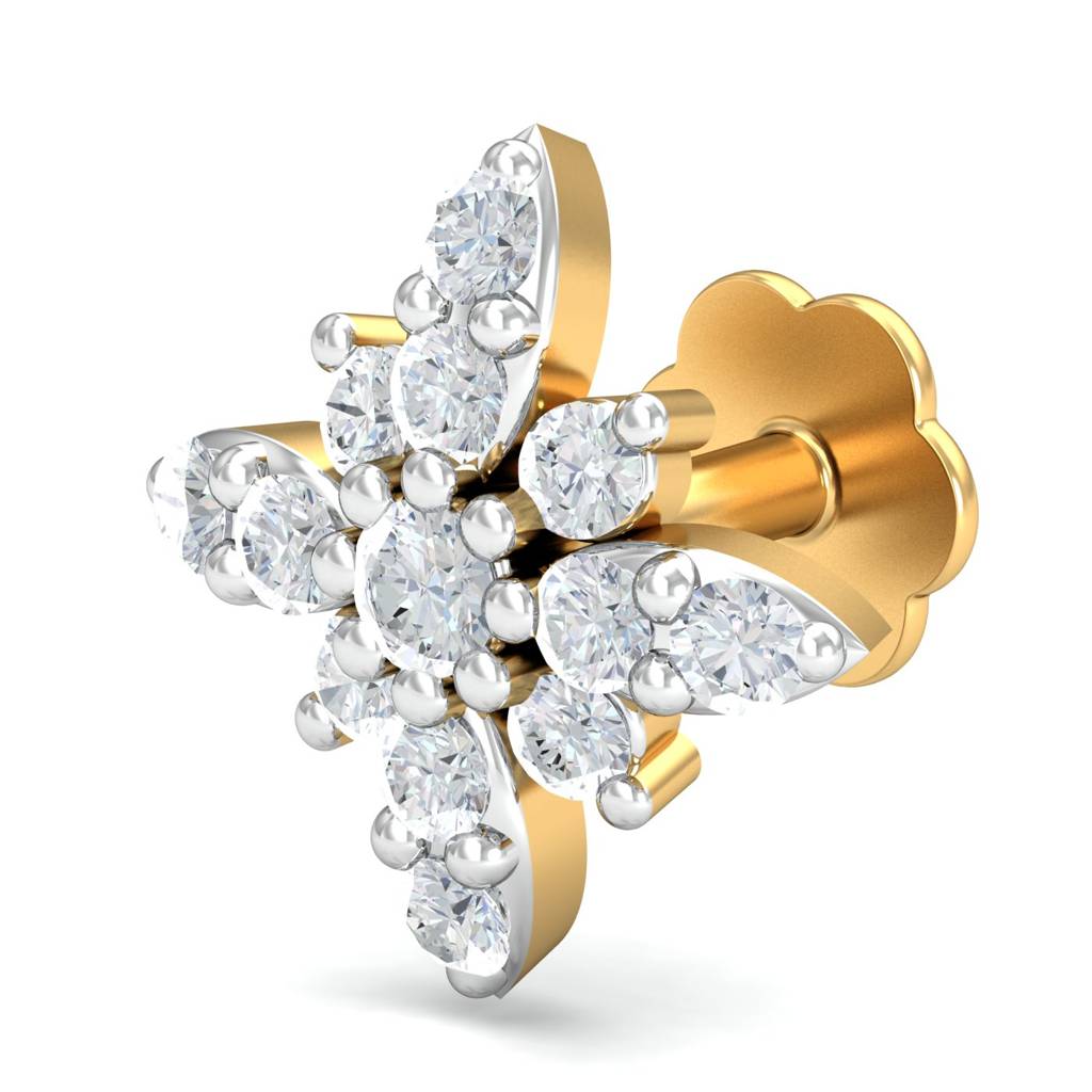 KuberBox 18K Yellow Gold Sreeja Nose Stud