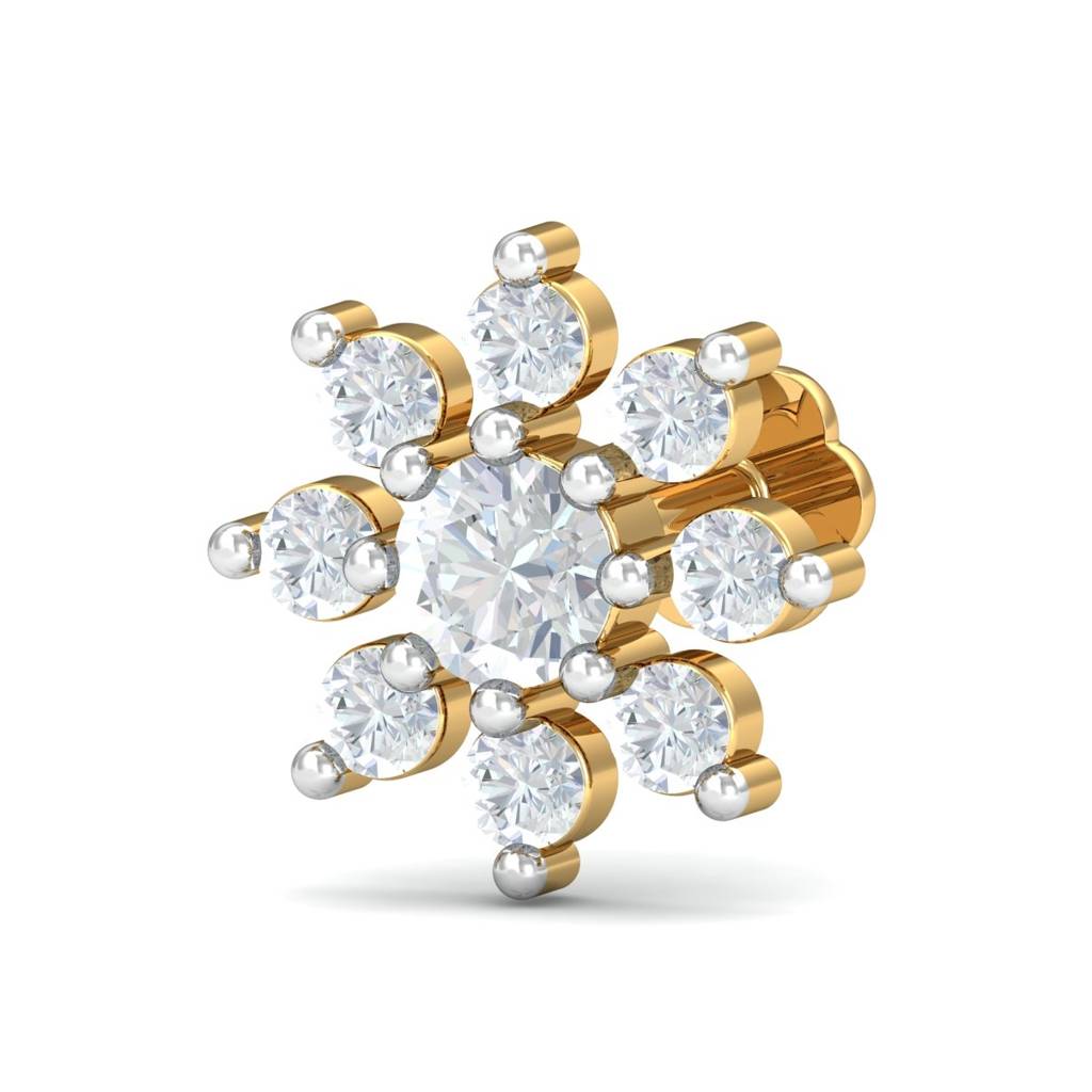 KuberBox 18K Yellow Gold Suru 0.26 Carats Nose Stud