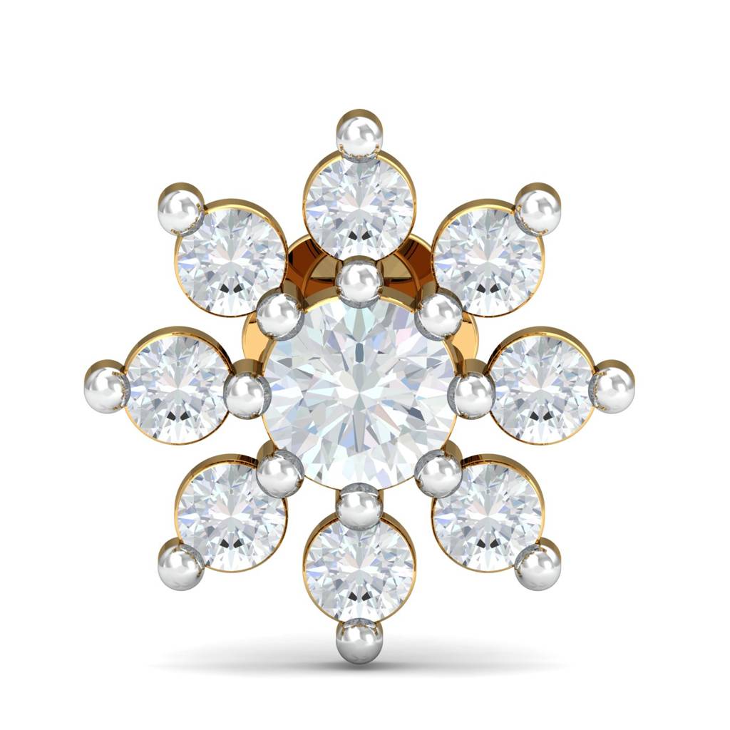 KuberBox 18K Yellow Gold Suru 0.26 Carats Nose Stud