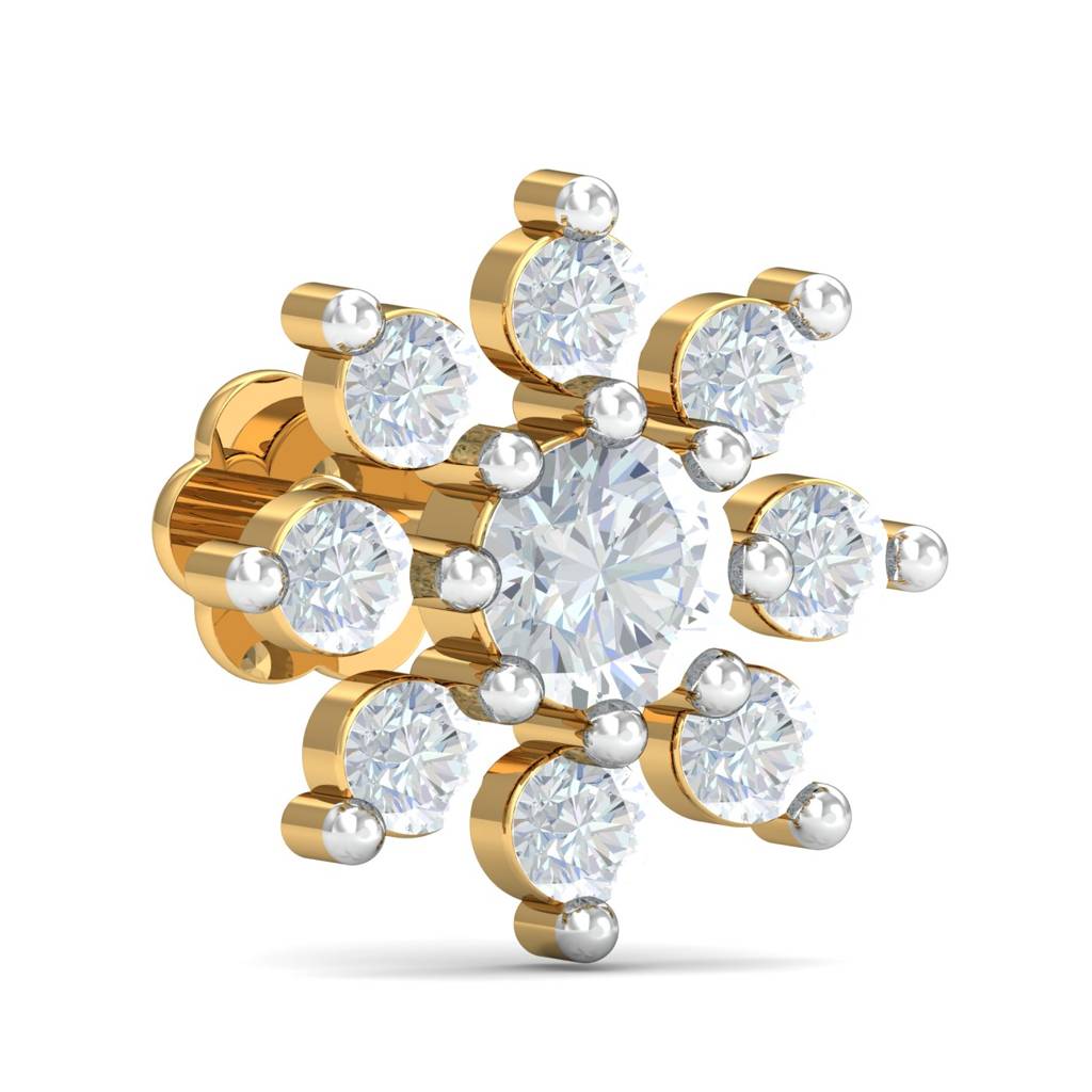 KuberBox 18K Yellow Gold Suru 0.26 Carats Nose Stud