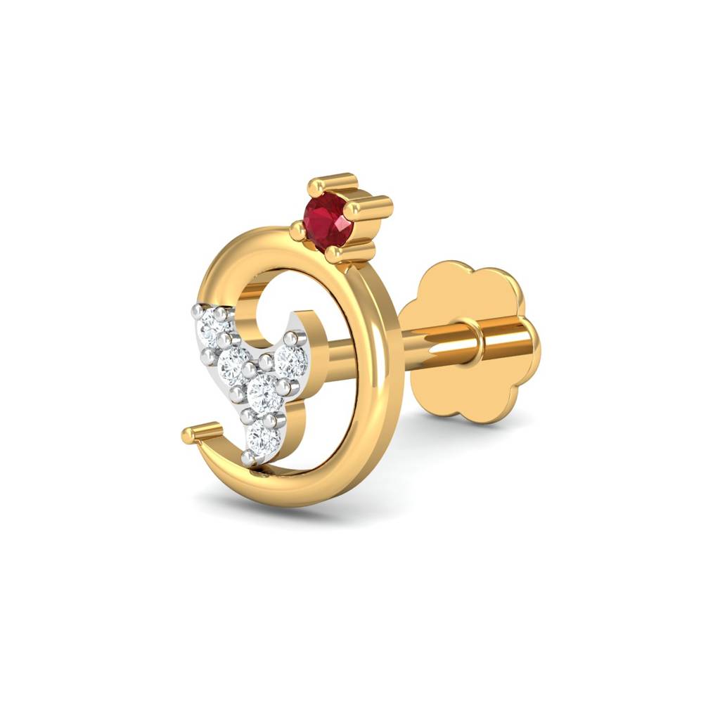 KuberBox 18K Yellow Gold Fishtail Nose Pin