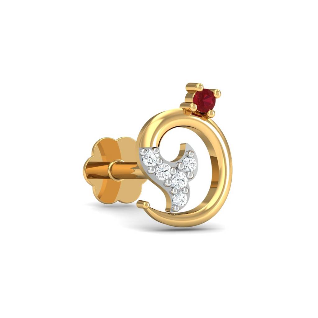 KuberBox 18K Yellow Gold Fishtail Nose Pin