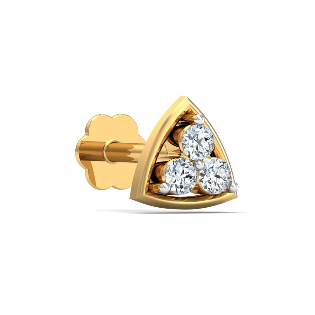 KuberBox 18K Yellow Gold Demira Stud Nose Stud