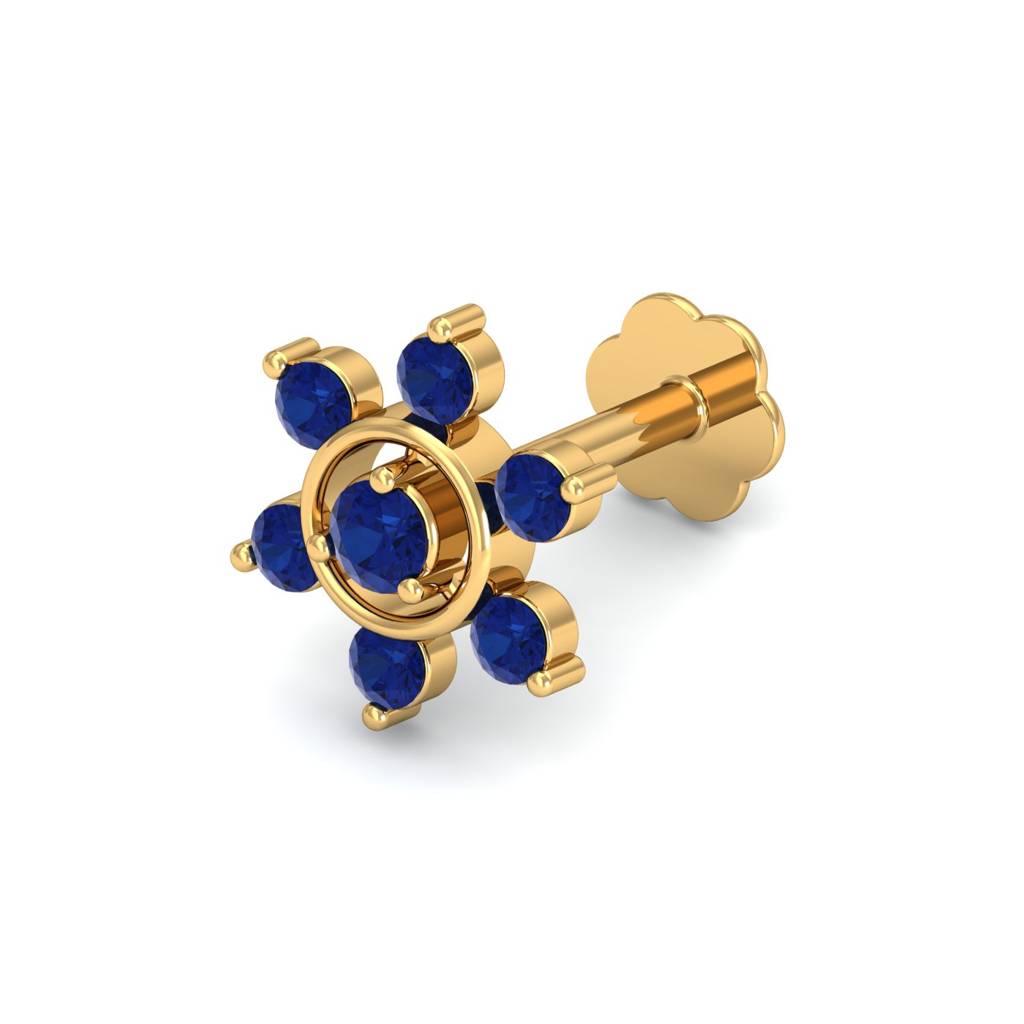 KuberBox 18K Yellow Gold Regina Sapphire Nose Stud