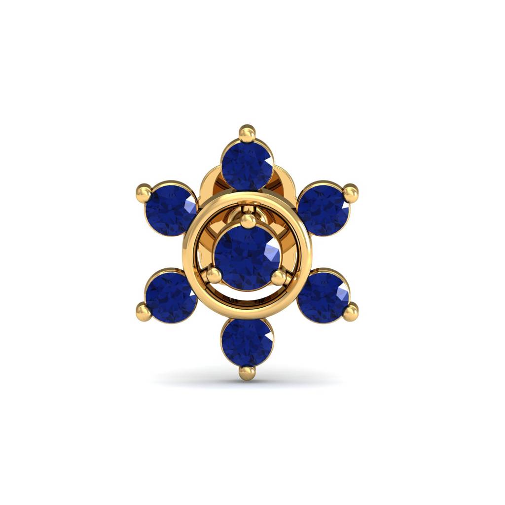 KuberBox 18K Yellow Gold Regina Sapphire Nose Stud