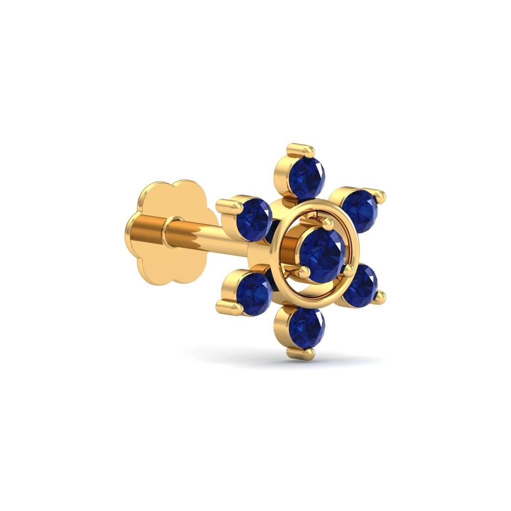 KuberBox 18K Yellow Gold Regina Sapphire Nose Stud